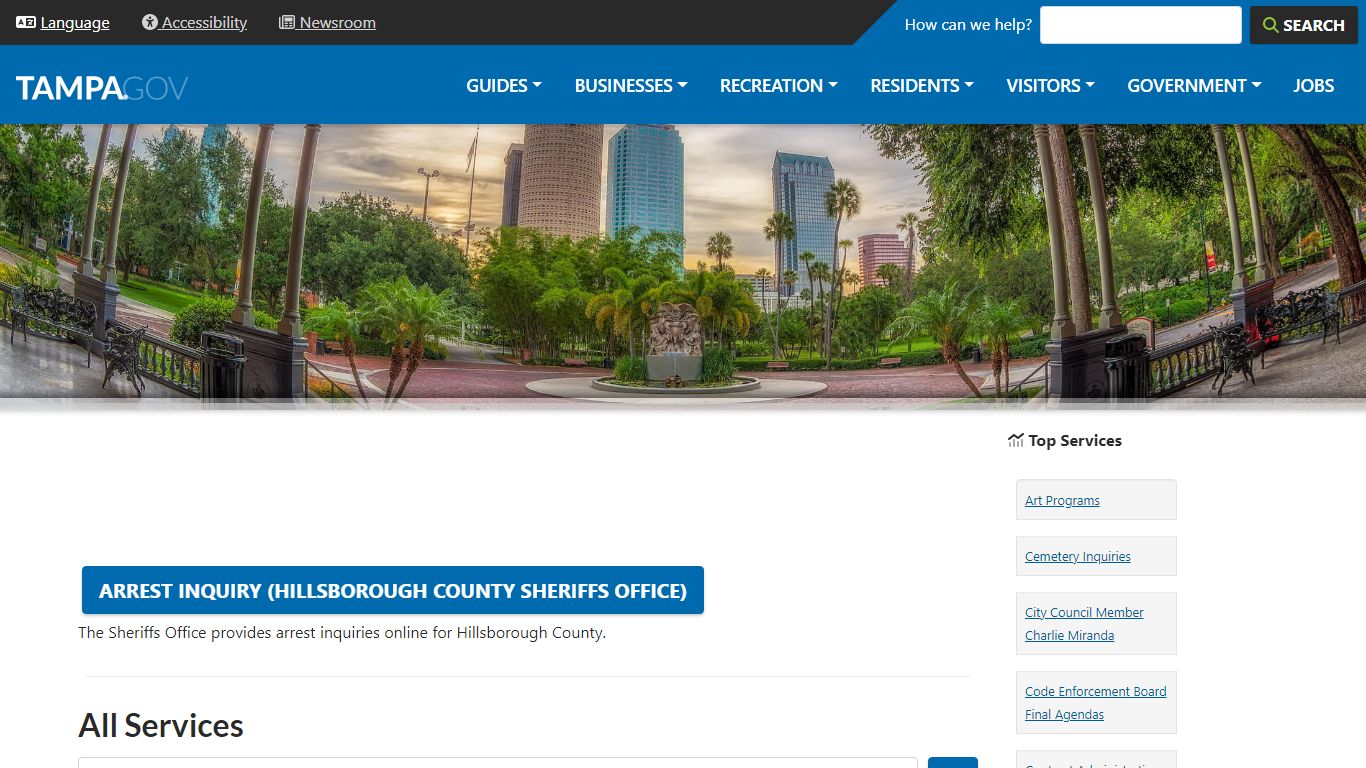 Arrest Inquiry (Hillsborough County Sheriffs Office) - City of Tampa